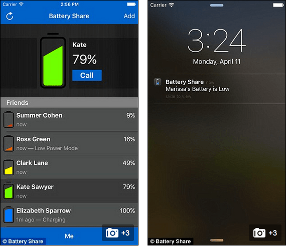 The excuse ‘my phone died’ is used quite often - and most of the time people don’t buy it. In order to keep us honest, a new app lets friends and family sync up to see each other’s battery status. Dubbed Battery Share, users are able to see other user’s battery power level, know when someone is charging their phone and receive notifications if anyone is running low on juice - assuming they agree to being tracked. I created this app because I have a few friends who I suspected never charged their phones, and were near impossible to get a hold of,' Terry Demco, creator of Battery Share, told DailyMail.com. 'My suspicions were confirmed when I got them to beta test this app. 'I have one friend who is perpetually at a charge of about 25%, and goes from place to place getting 5 minutes of charging here and there.' 'Then of course there are other people manage to keep their charge up most of the day, it just depends on the person.' 'I really needed to get a hold of someone, and couldn’t. I figured that I must not be the only one this has happened to. 'So from that, came this app.' Battery Share has a built-in status bar that lists all those who have opted-in to sharing their status, allowing you to see who has a full bar and who needs to plug in. And if your friend or family is running on low, Battery Share will send them a friendly reminder that to both you and them. The technology behind the scenes monitors the phone's battery over the course of the day and if the battery level drops below a certain threshold, will trigger a notification that will alert your friends,' Demco said. 'When the phone is charged to a certain point, the trigger is reset. If the phone then drops below that threshold again, another notification is sent out.' Users who host the app also have the ability to see who switched into low-power mode. To start tracking your friends’ and families’ battery power, simply download the app in the Apple App Store (it is only available for iOS users and for $0.99). You can then invite who you’d like keep tabs and once the request is accepted that person is added to the list. Read more: http://www.dailymail.co.uk/sciencetech/article-3575835/Is-partner-s-battery-REALLY-dying-New-app-lets-power-friends-left-phone.html#ixzz47uaAGrPG Follow us: @MailOnline on Twitter | DailyMail on Facebook Read more: http://www.dailymail.co.uk/sciencetech/article-3575835/Is-partner-s-battery-REALLY-dying-New-app-lets-power-friends-left-phone.html#ixzz47ua3vTNG Follow us: @MailOnline on Twitter | DailyMail on Facebook Read more: http://www.dailymail.co.uk/sciencetech/article-3575835/Is-partner-s-battery-REALLY-dying-New-app-lets-power-friends-left-phone.html#ixzz47uZzsXxh Follow us: @MailOnline on Twitter | DailyMail on Facebook